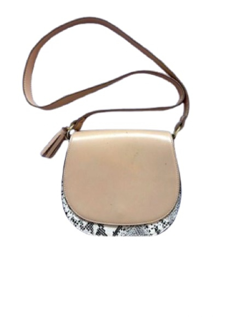 Crossbody Bag- Tan and Cream Snakeskin design